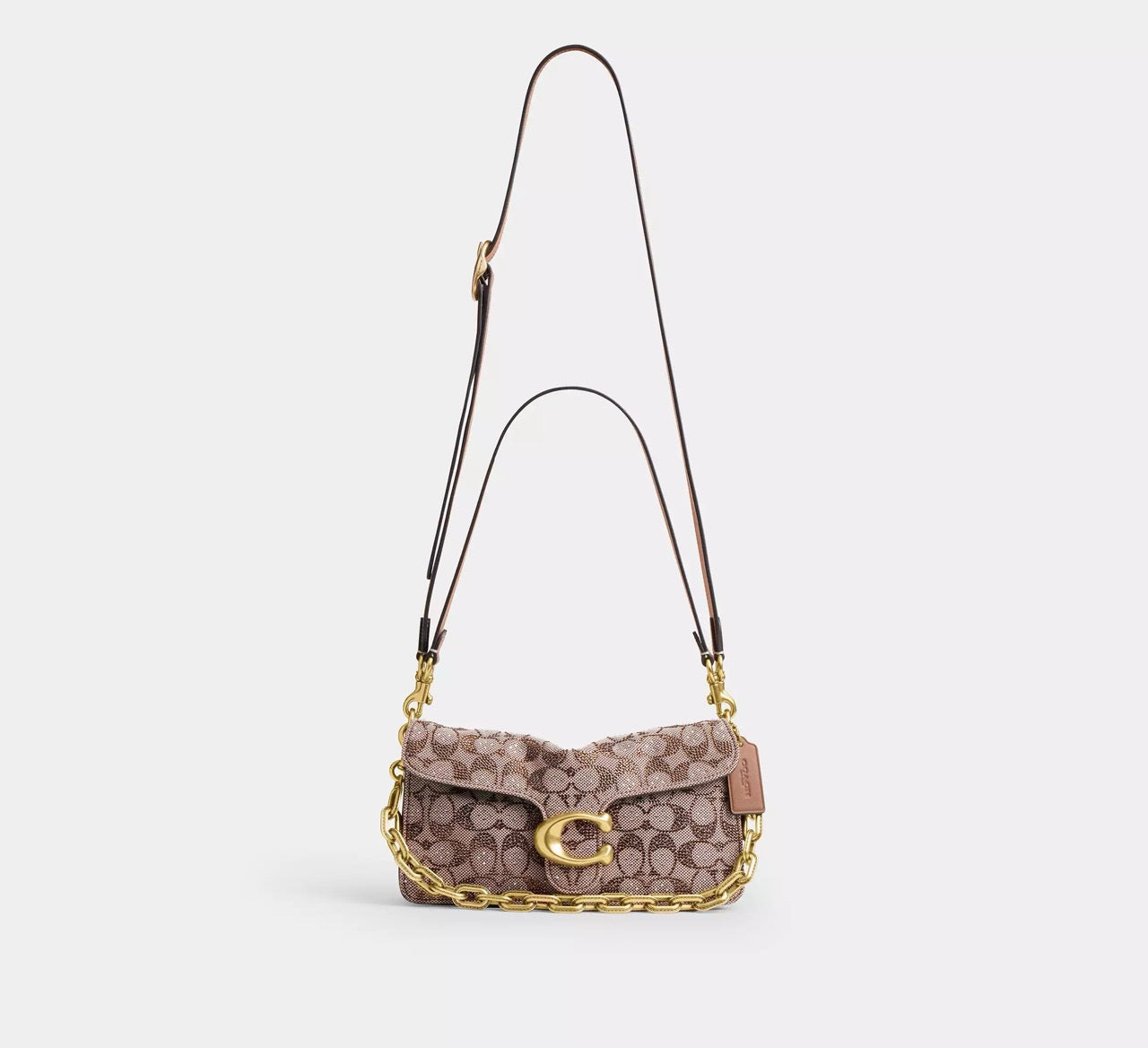 [WEB EXCLUSIVE][READY STOCK MY] Coach Tabby Shoulder Bag 26 In Crystal Signature Jacquard in Mushroom (CDZ34)