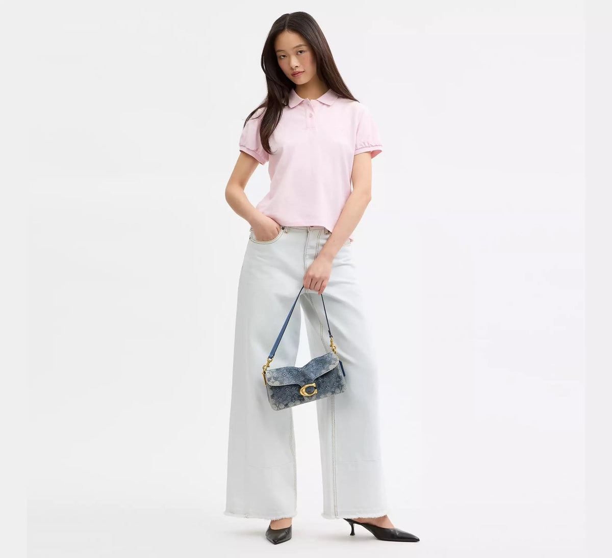 [INCOMING ETA 30 DAYS] Coach Tabby Shoulder Bag 26 In Regenerative Cotton Denim With Crystal Signature in Denim (CEN85)