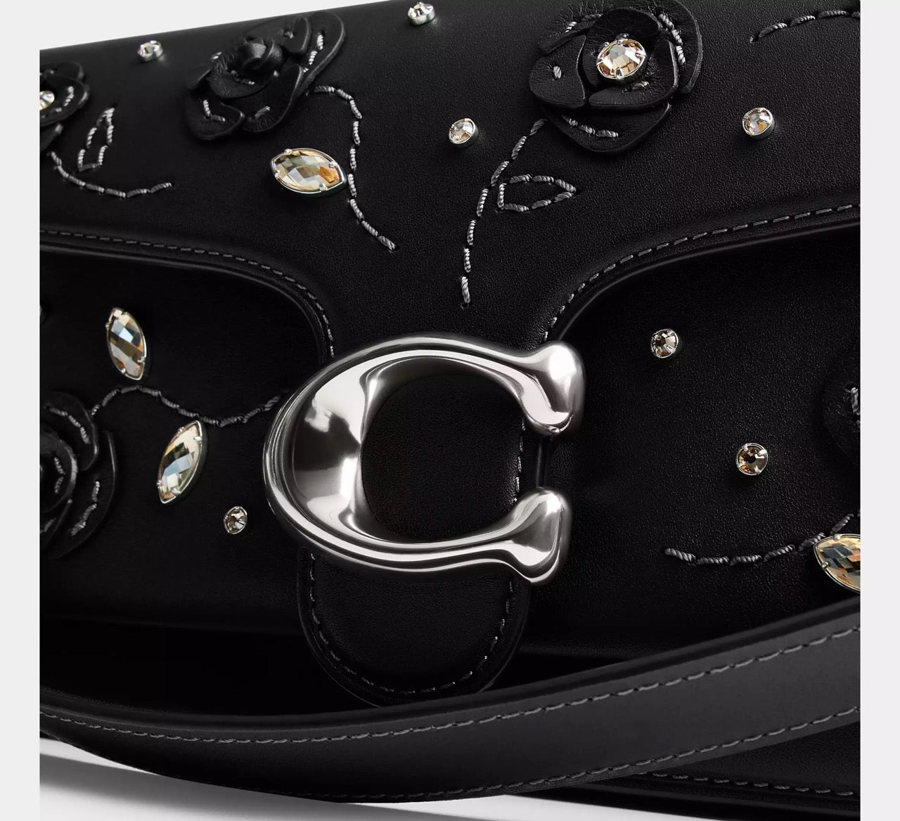 [WEB EXCLUSIVE][READY STOCK MY] COACH Tabby Shoulder Bag 26 With Crystal Embellishment in Black (CCC05)