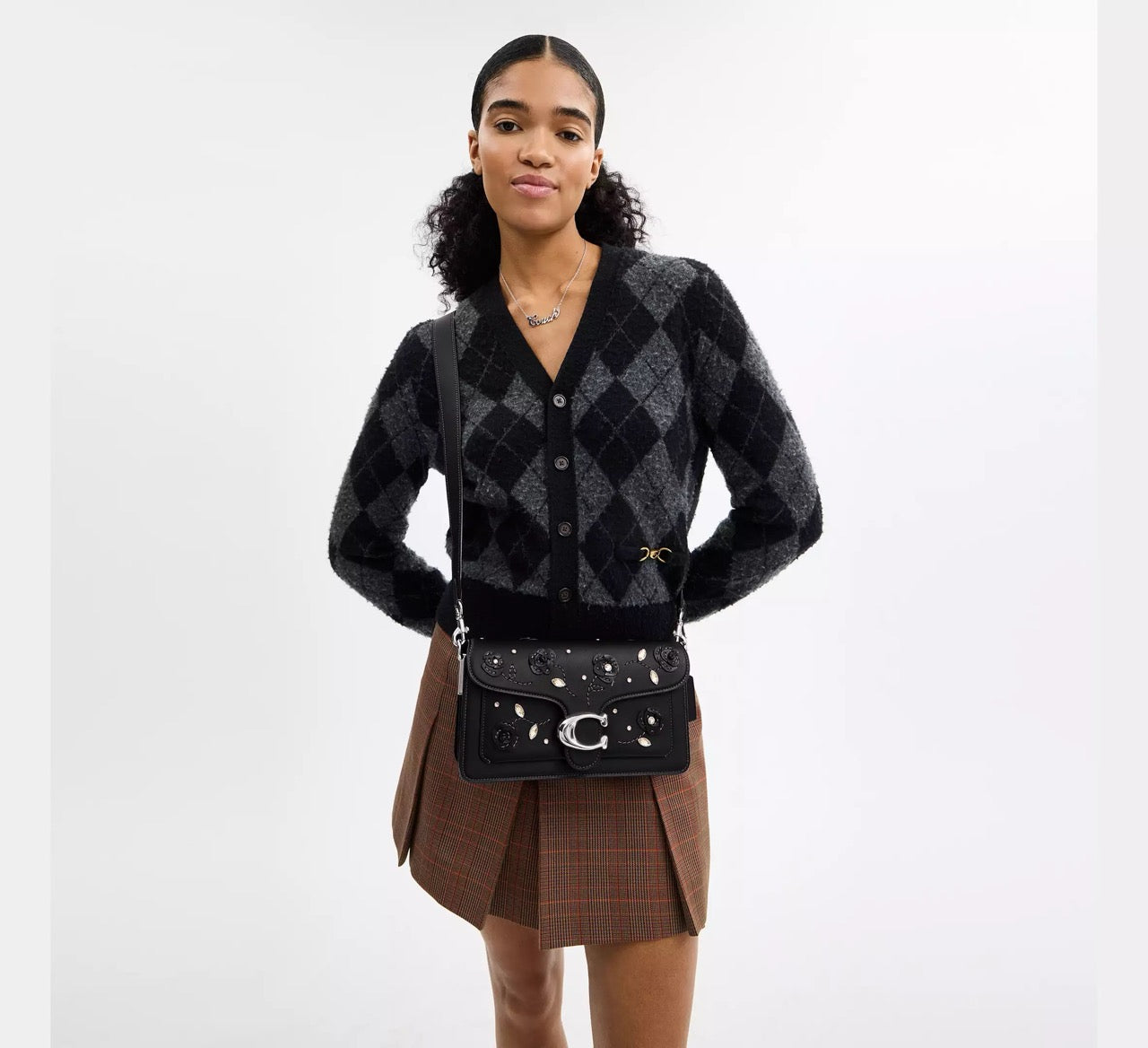 [WEB EXCLUSIVE][READY STOCK MY] COACH Tabby Shoulder Bag 26 With Crystal Embellishment in Black (CCC05)