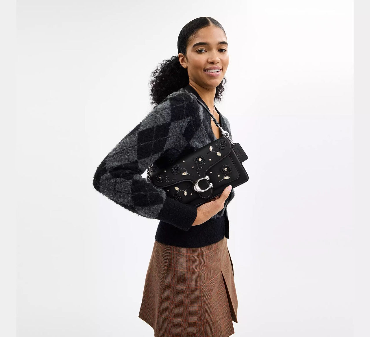 [WEB EXCLUSIVE][READY STOCK MY] COACH Tabby Shoulder Bag 26 With Crystal Embellishment in Black (CCC05)