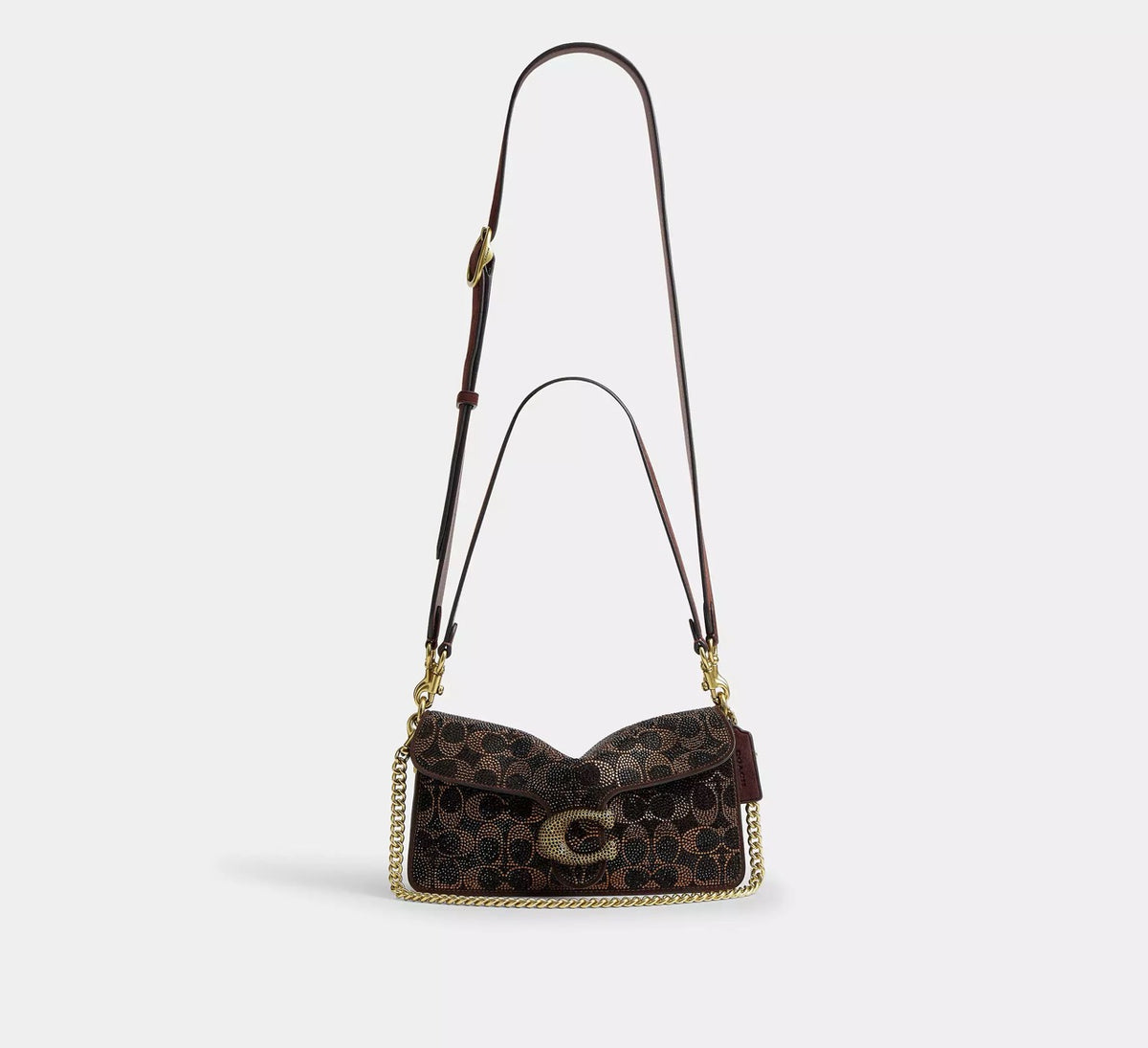 [WEB EXCLUSIVE][INCOMING ETA 30 DAYS] Coach Tabby Shoulder Bag 26 With Crystal Signature in Dark Chocolate (CFQ96)