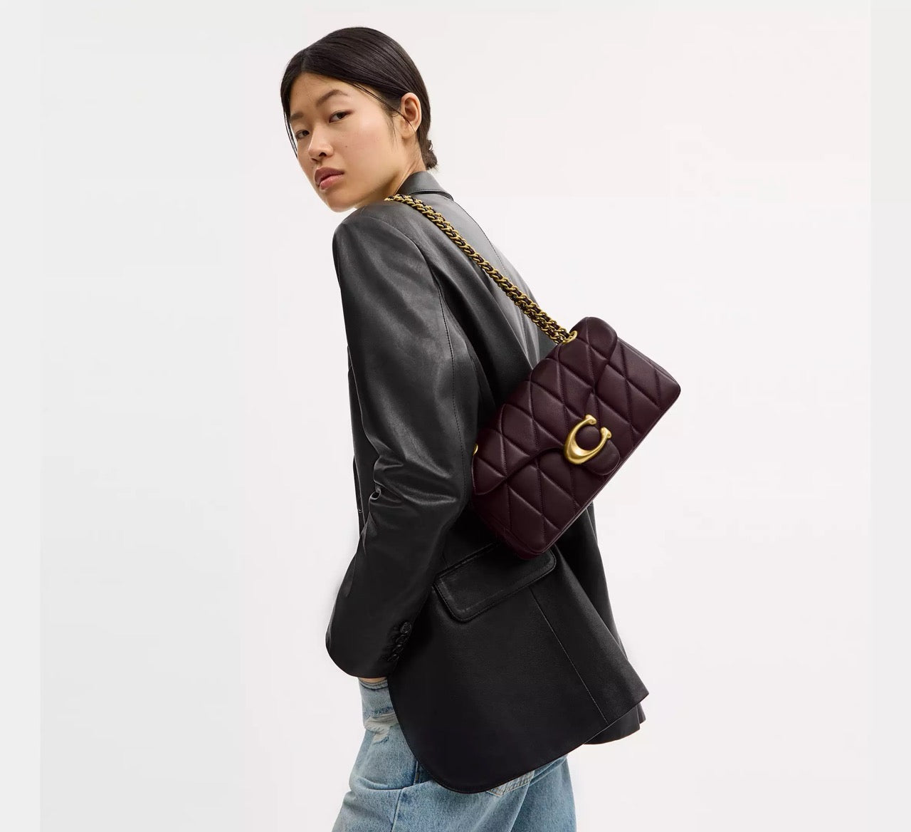 [READY STOCK MY] Coach Tabby Shoulder Bag 26 With Pillow Quilting in Black Currant (CP150)