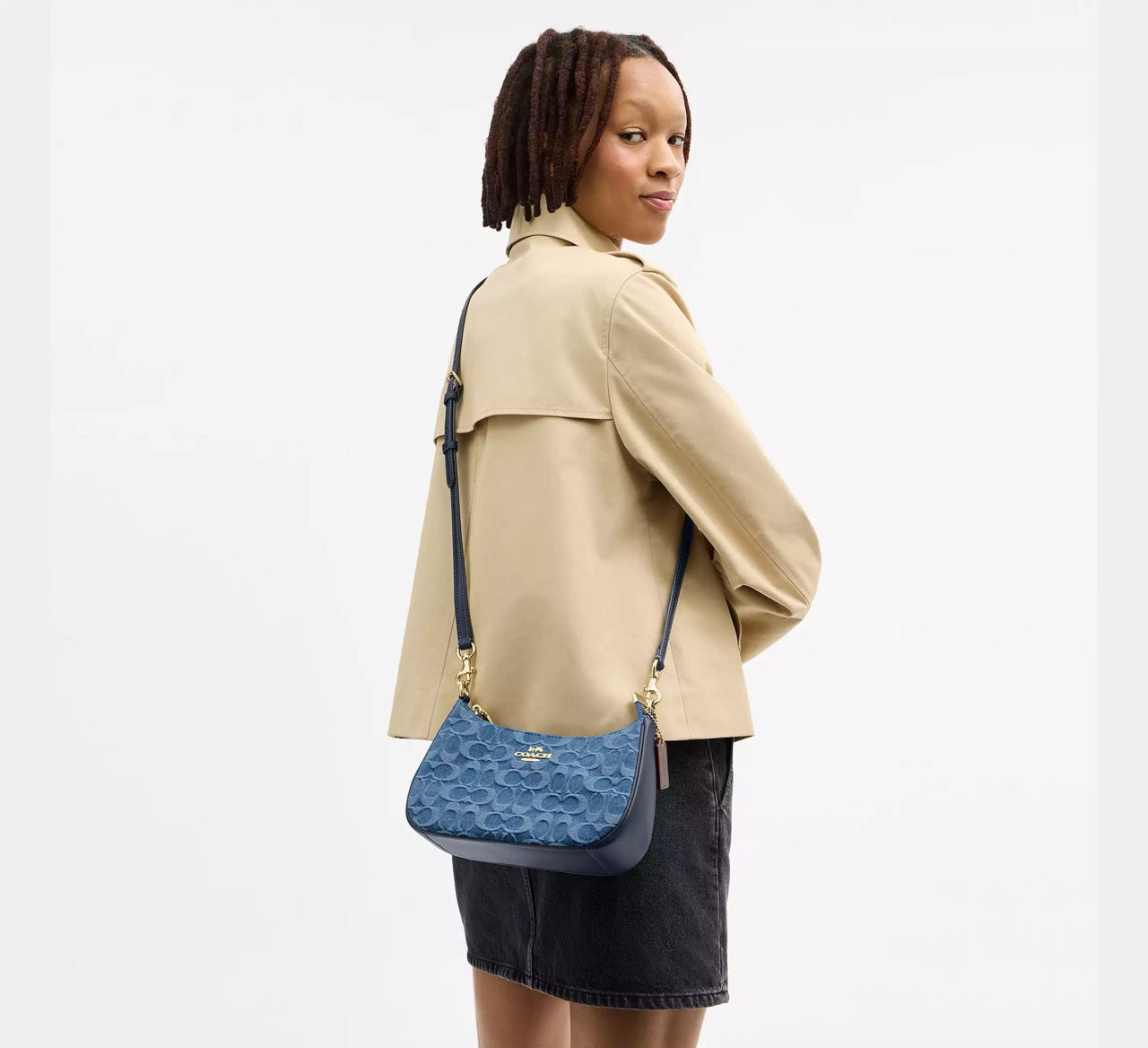 [READY STOCK MY] COACH Teri Shoulder Bag In Signature Denim in Indigo (CDQ56)