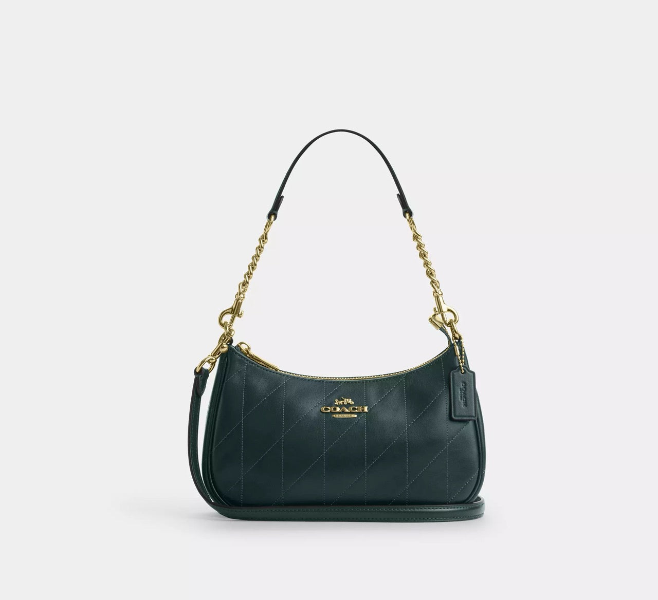 [READY STOCK MY] COACH Teri Shoulder Bag With Quilting in Dark Teal (CDP32)