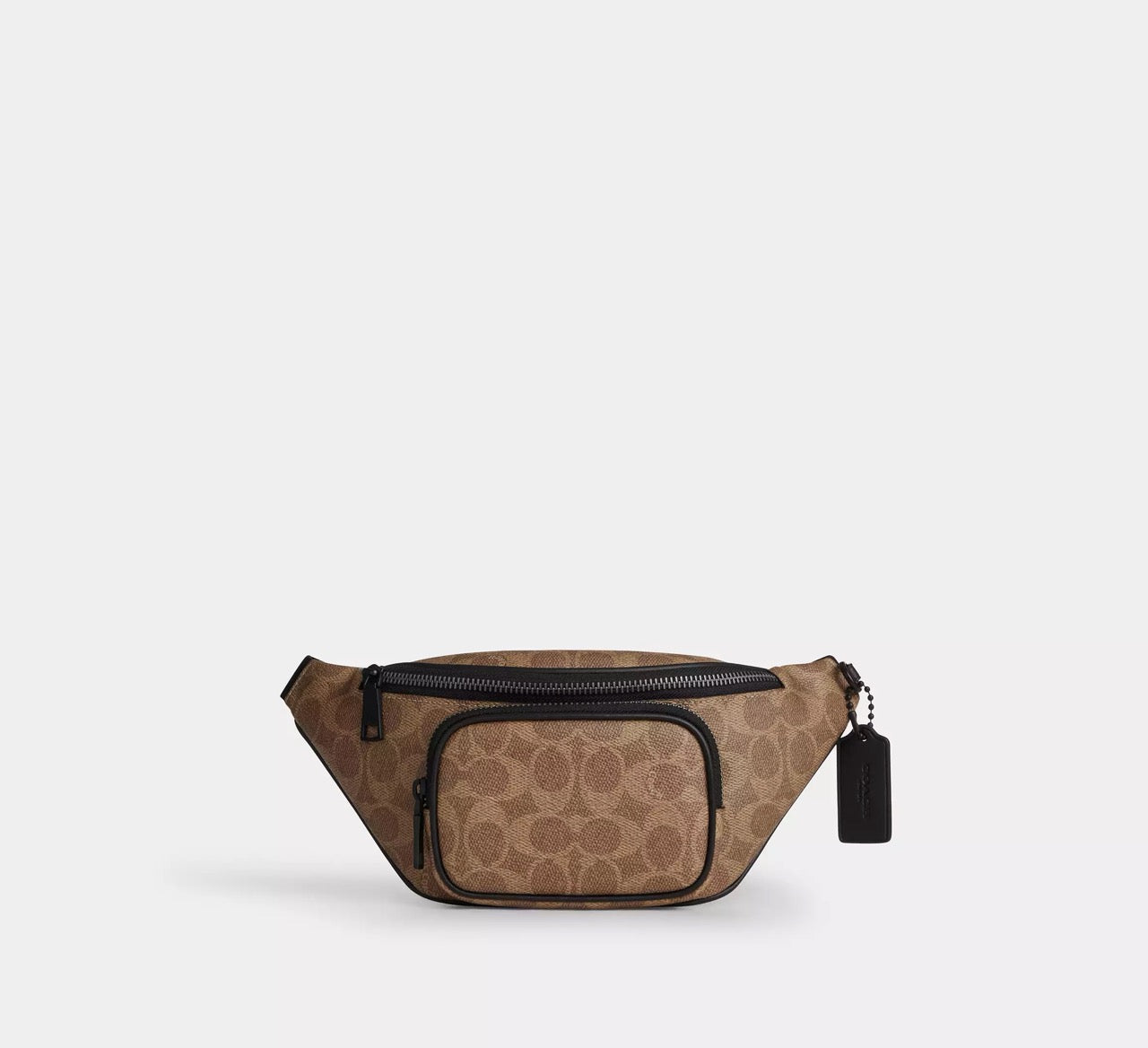 [WEB EXCLUSIVE][READY STOCK MY] Coach Travis Belt Bag 30 In Signature Canvas in Tan Black (CET88)