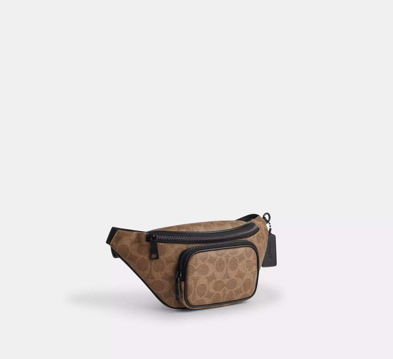 [WEB EXCLUSIVE][READY STOCK MY] Coach Travis Belt Bag 30 In Signature Canvas in Tan Black (CET88)
