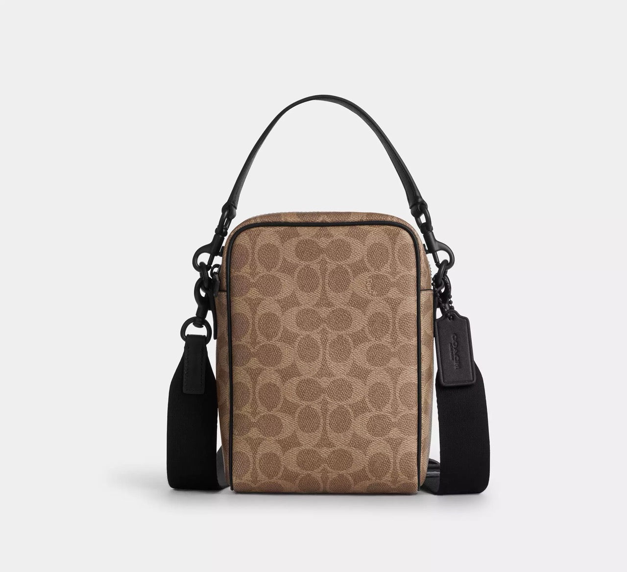 [INCOMING ETA 30 DAYS] COACH Men Tristan Crossbody Bag 14 In Signature Canvas in Tan Black (CET69)