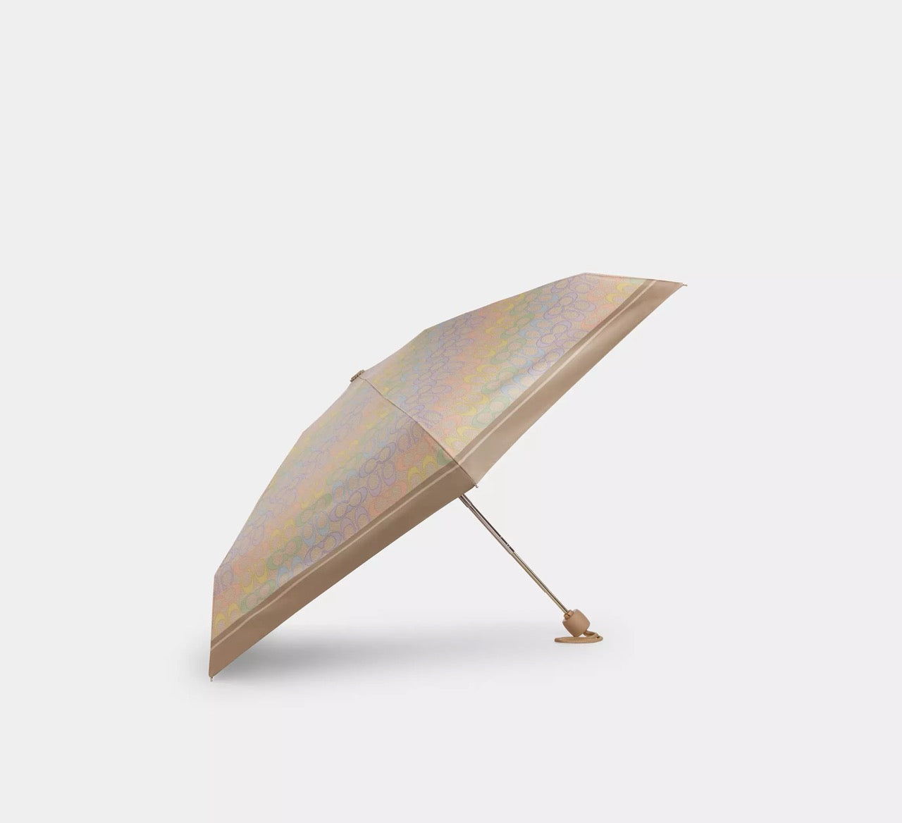 [READY STOCK MY] COACH Uv Protection Mini Umbrella In Rainbow Signature Print in Signature Canvas/Silver