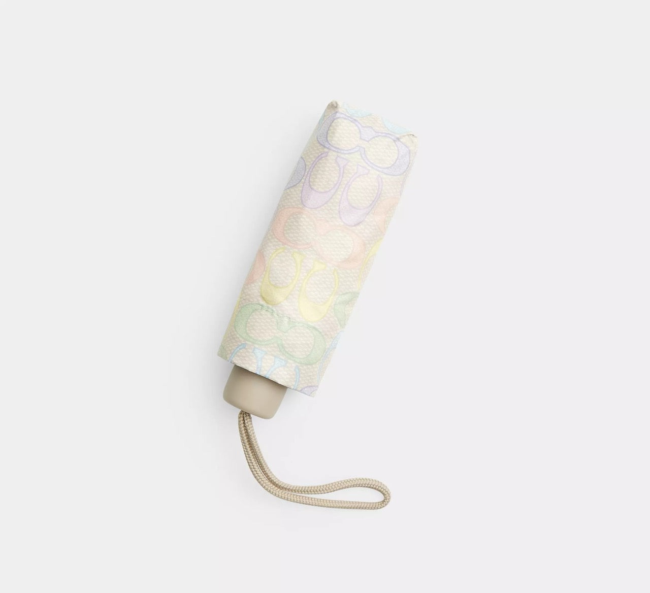 [READY STOCK MY] COACH Uv Protection Mini Umbrella In Rainbow Signature Print in Signature Canvas/Silver