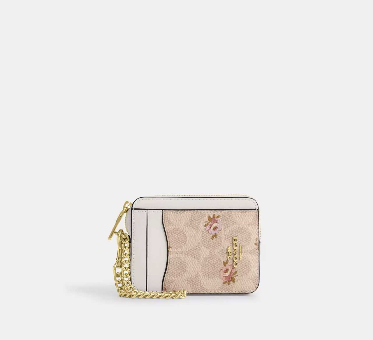 [WEB EXCLUSIVE][READY STOCK MY] Coach Zip Card Case In Signature Canvas With Floral Print in Sand Multi (CAR25)