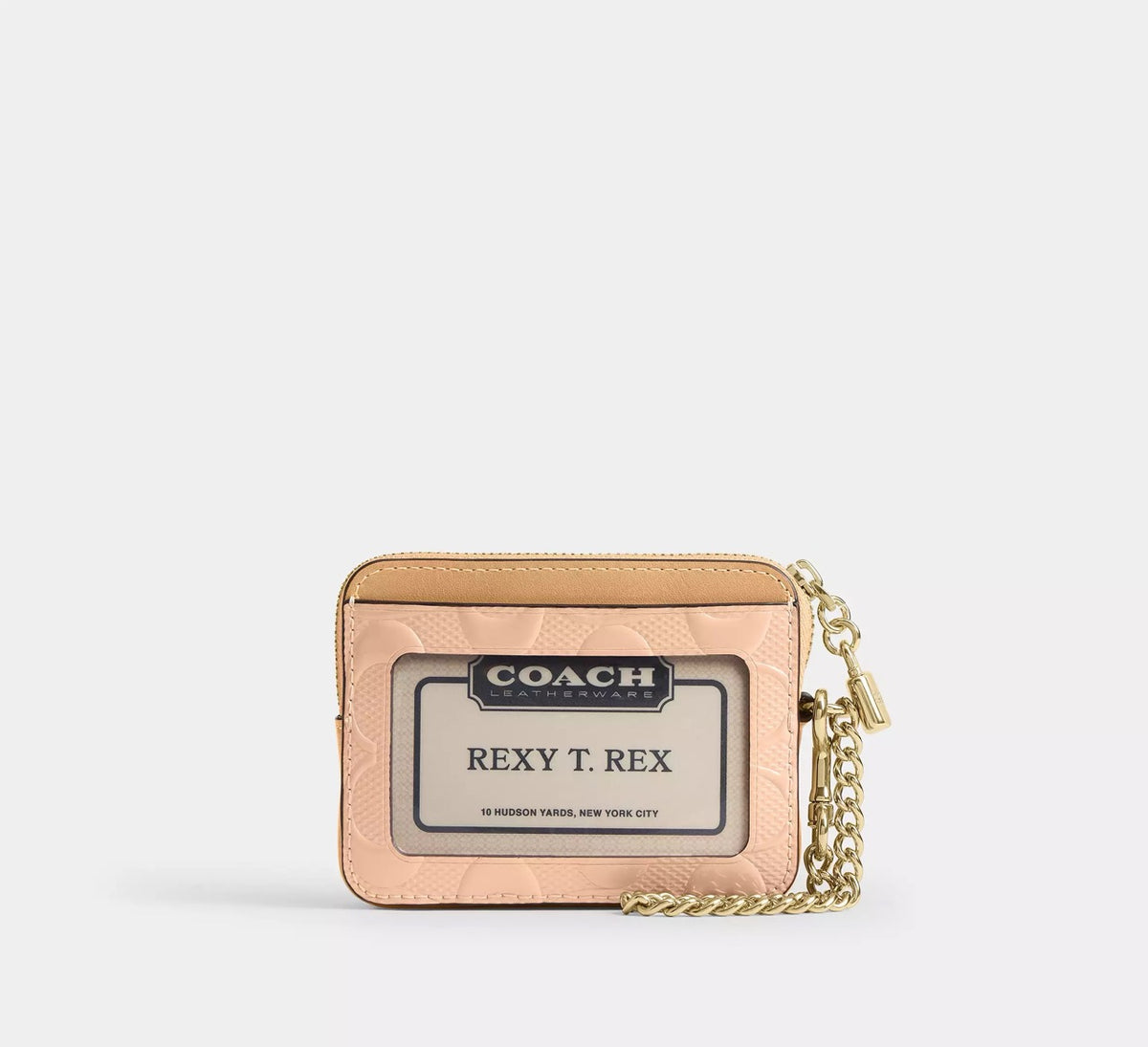 [WEB EXCLUSIVE][READY STOCK MY] Coach Zip Card Case In Signature Leather With Charm in Faded Blush (CFI29)