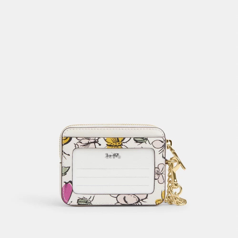 [INCOMING ETA END MAY 2024] Coach Zip Card Case With Creature Print in Chalk Multi (CR403)
