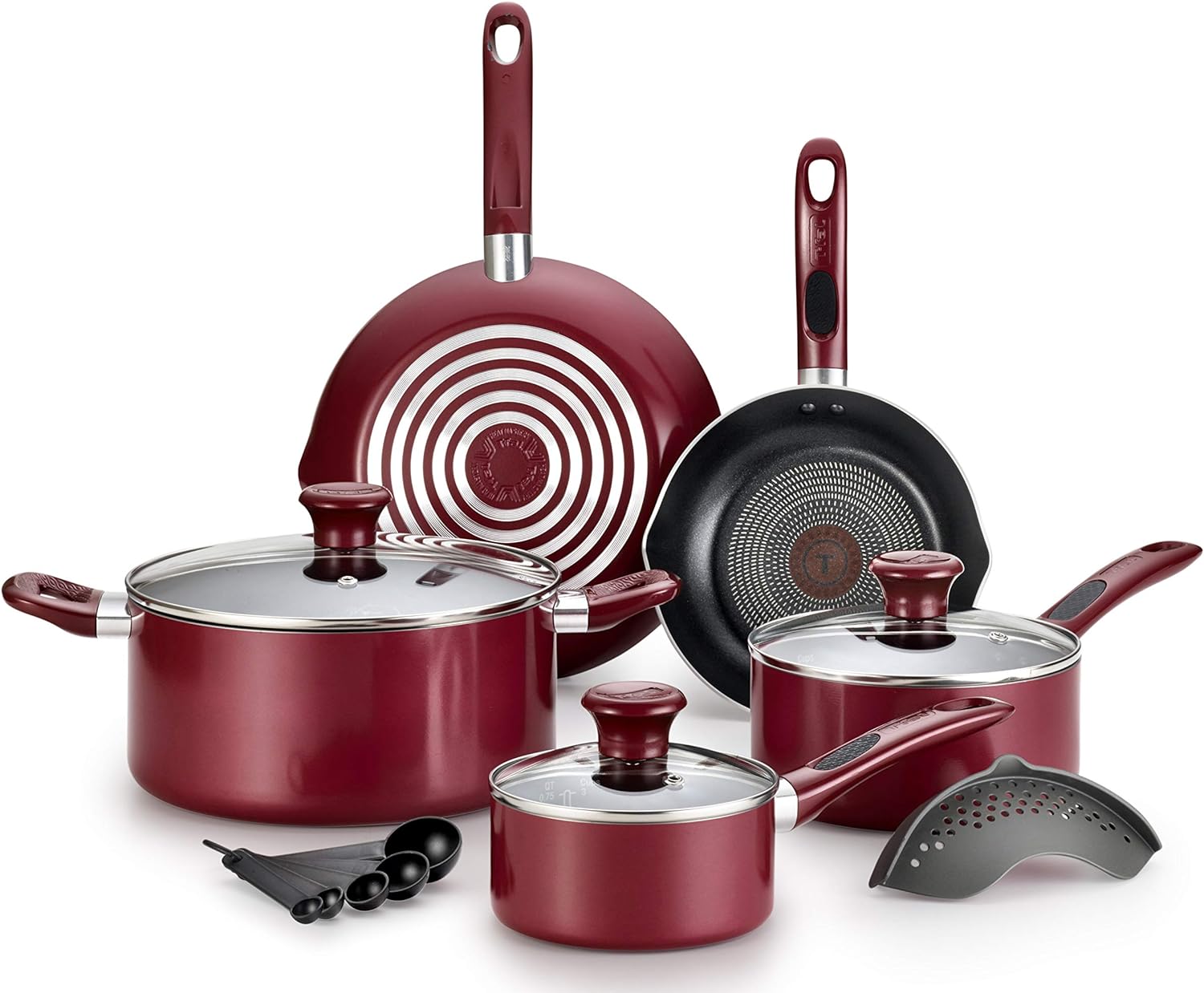 T-Fal Excite Nonstick Cookware Set, 14-Piece, in Red
