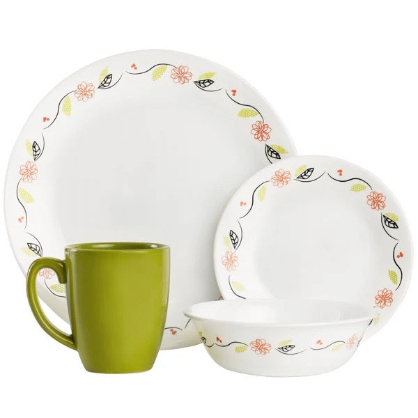 [DEFECT] Corelle Livingware Tangerine Garden 16-piece dinnerware set (3 MISSING MUGS)