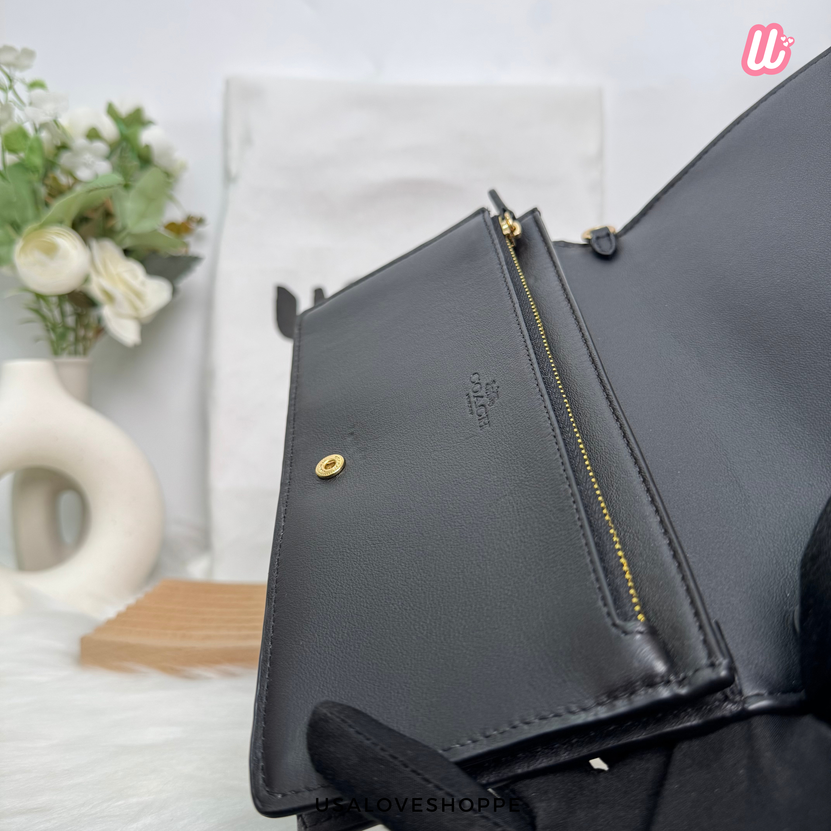 [DEFECT][READY STOCK MY] COACH Anna Foldover Crossbody Clutch in Signature Canvas in Brown/Black (3036)