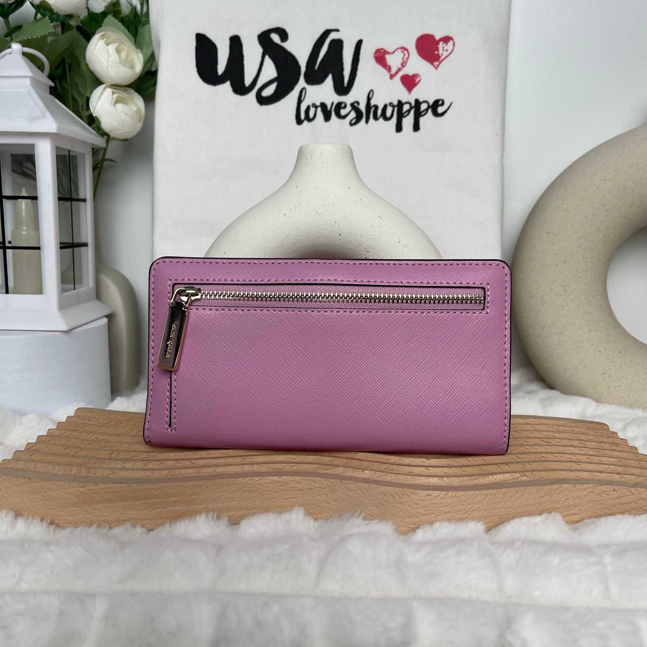 [DEFECT][READY STOCK MY] Kate Spade Madison Large Slim Bifold Wallet in Berry Cream (KI366)