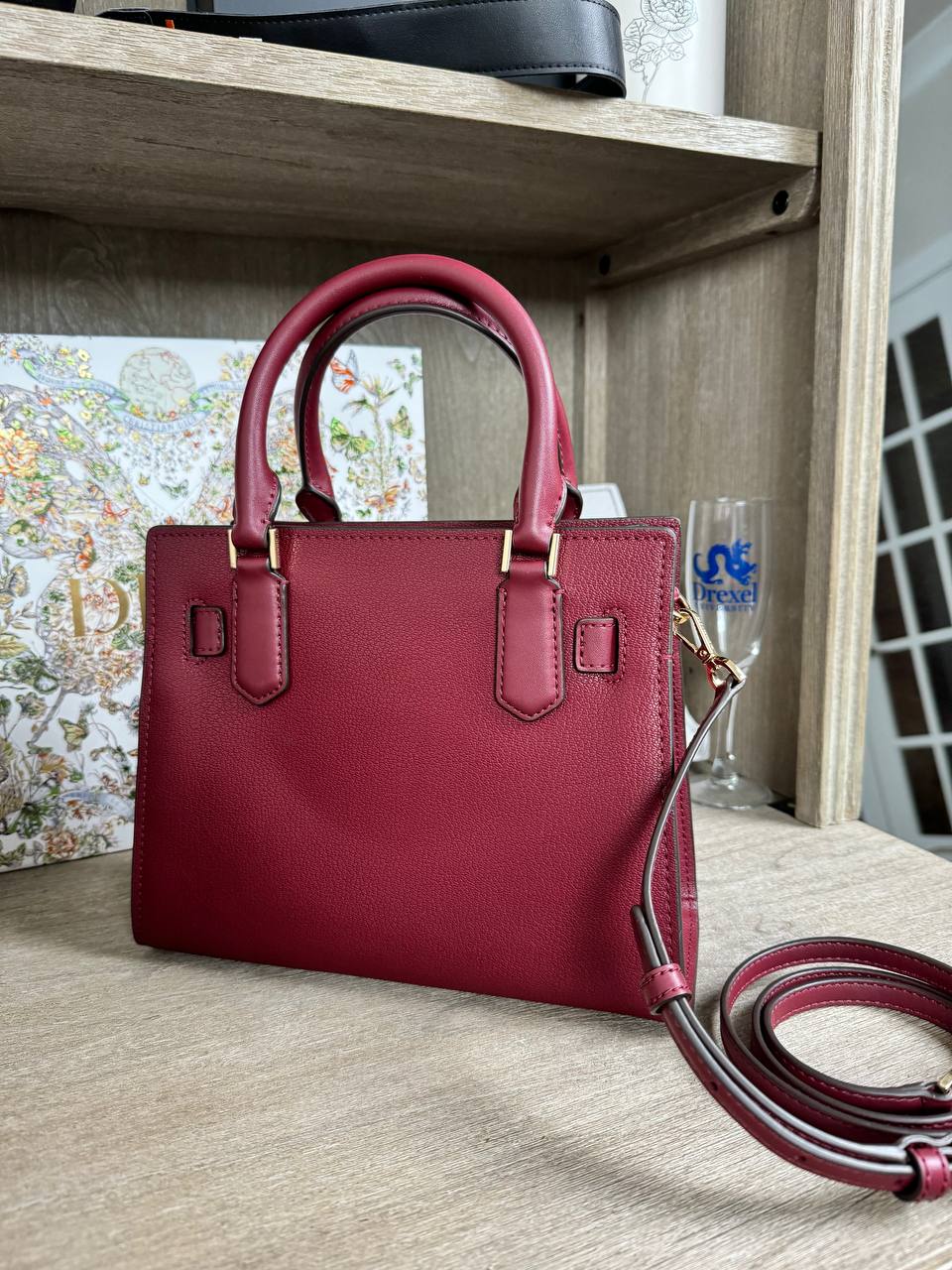 Michael Kors Hamilton Small Satchel in Dark Cherry (35T1GHMS1L)