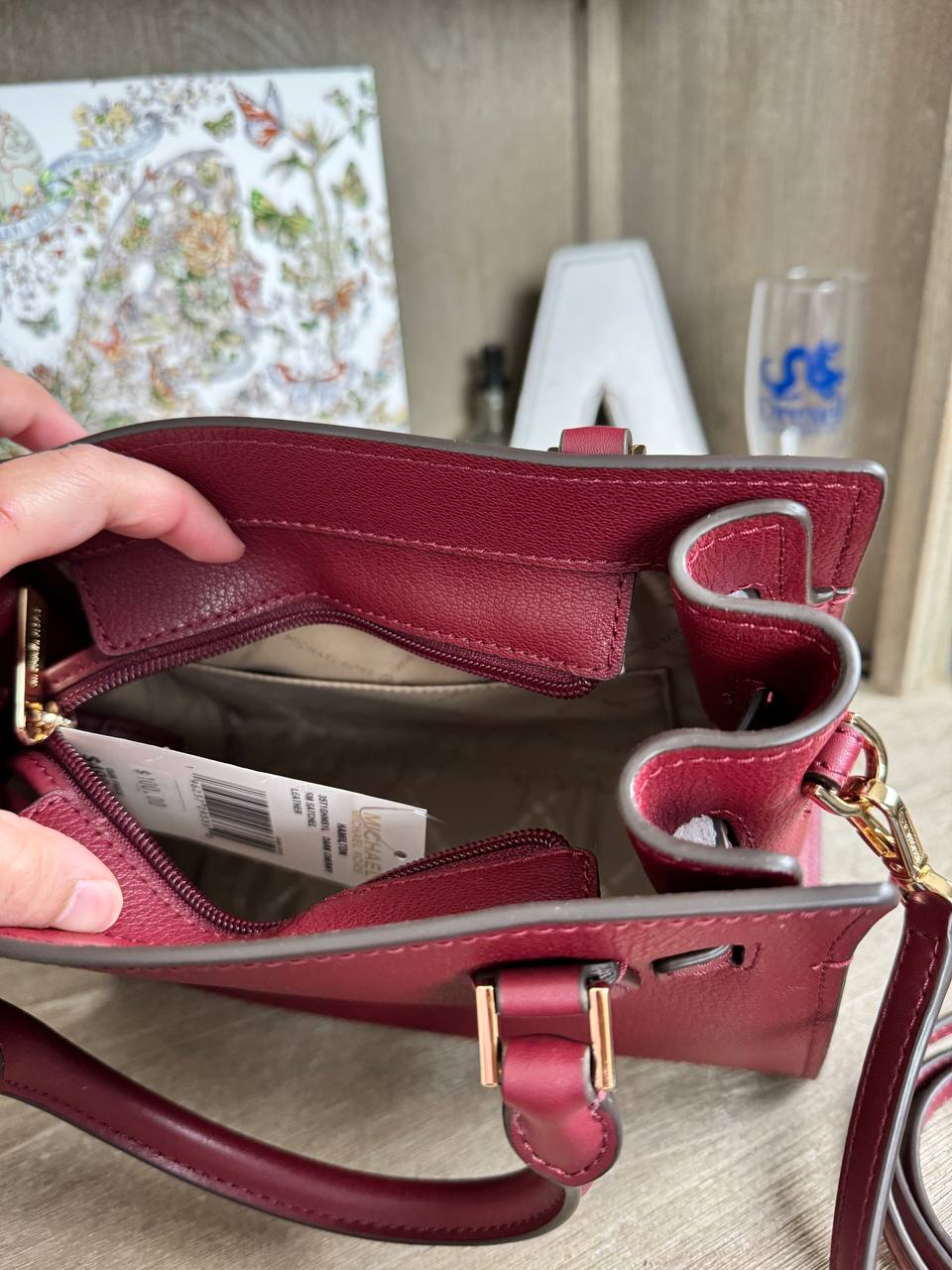 Michael Kors Hamilton Small Satchel in Dark Cherry (35T1GHMS1L)