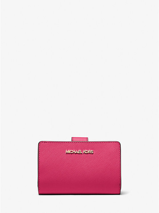 Michael Kors Medium Crossgrain Leather Wallet in Electric Pink (35F7GTVF2L)