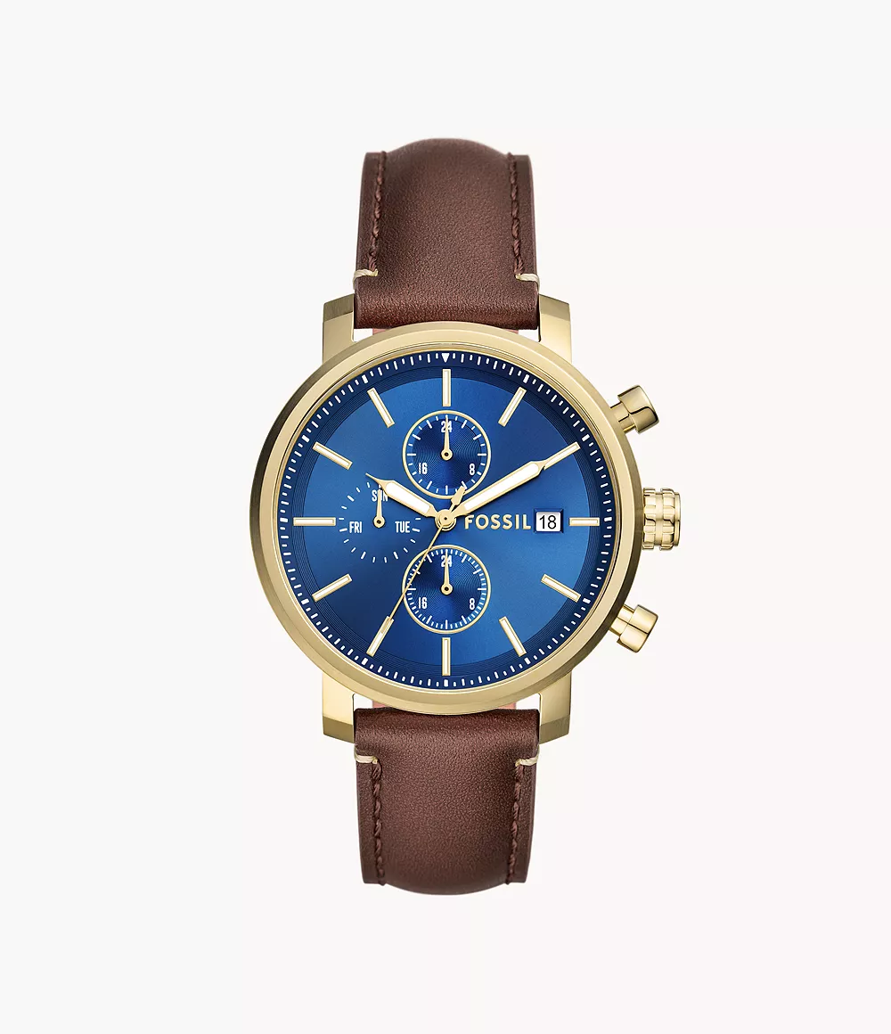 [INCOMING ETA END AUG 2024] F0SSIL Rhett Multifunction Brown LiteHide™ Leather Watch (BQ2848)