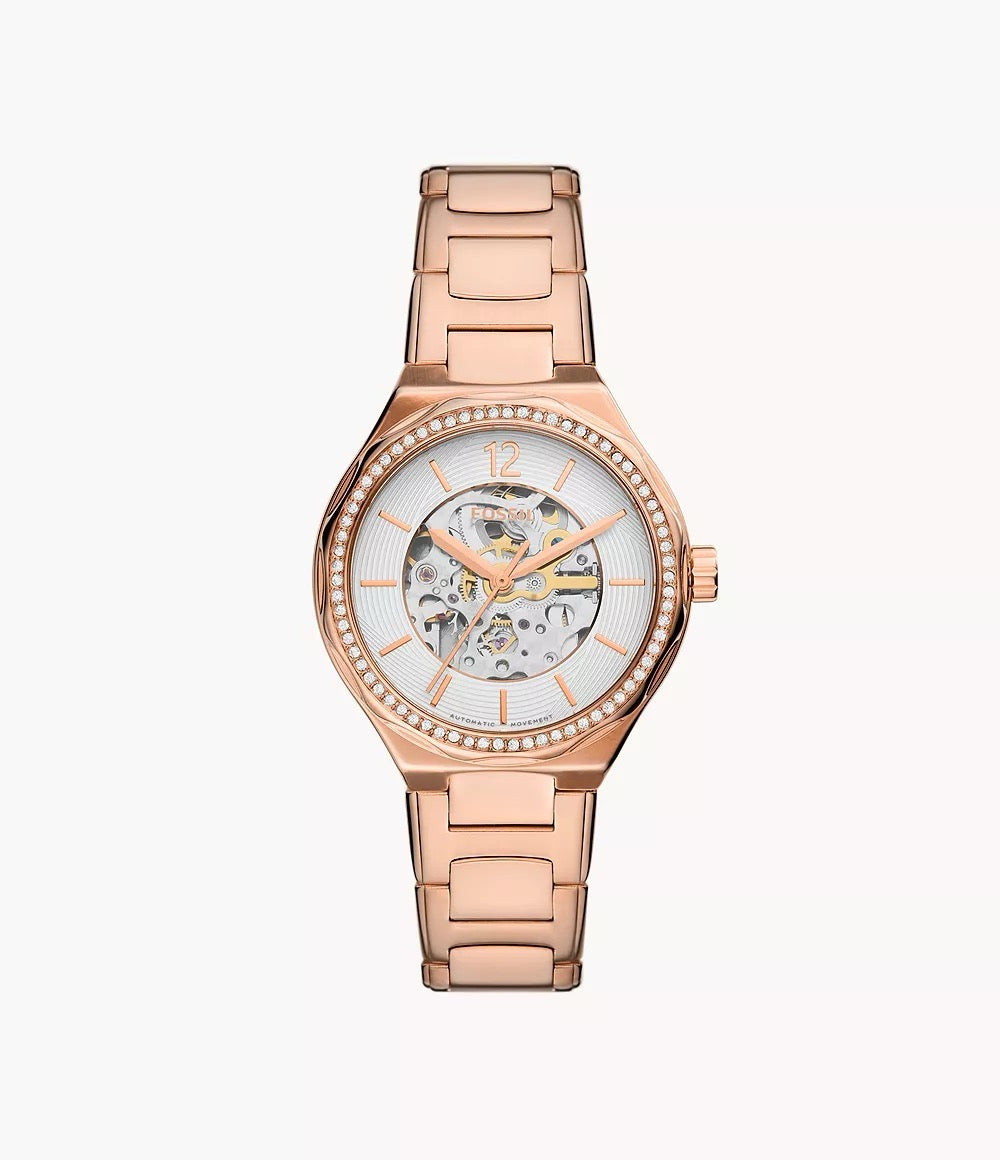[READY STOCK MY] FOSSIL Eevie Automatic Rose Gold-Tone Stainless Steel Watch (BQ3781)