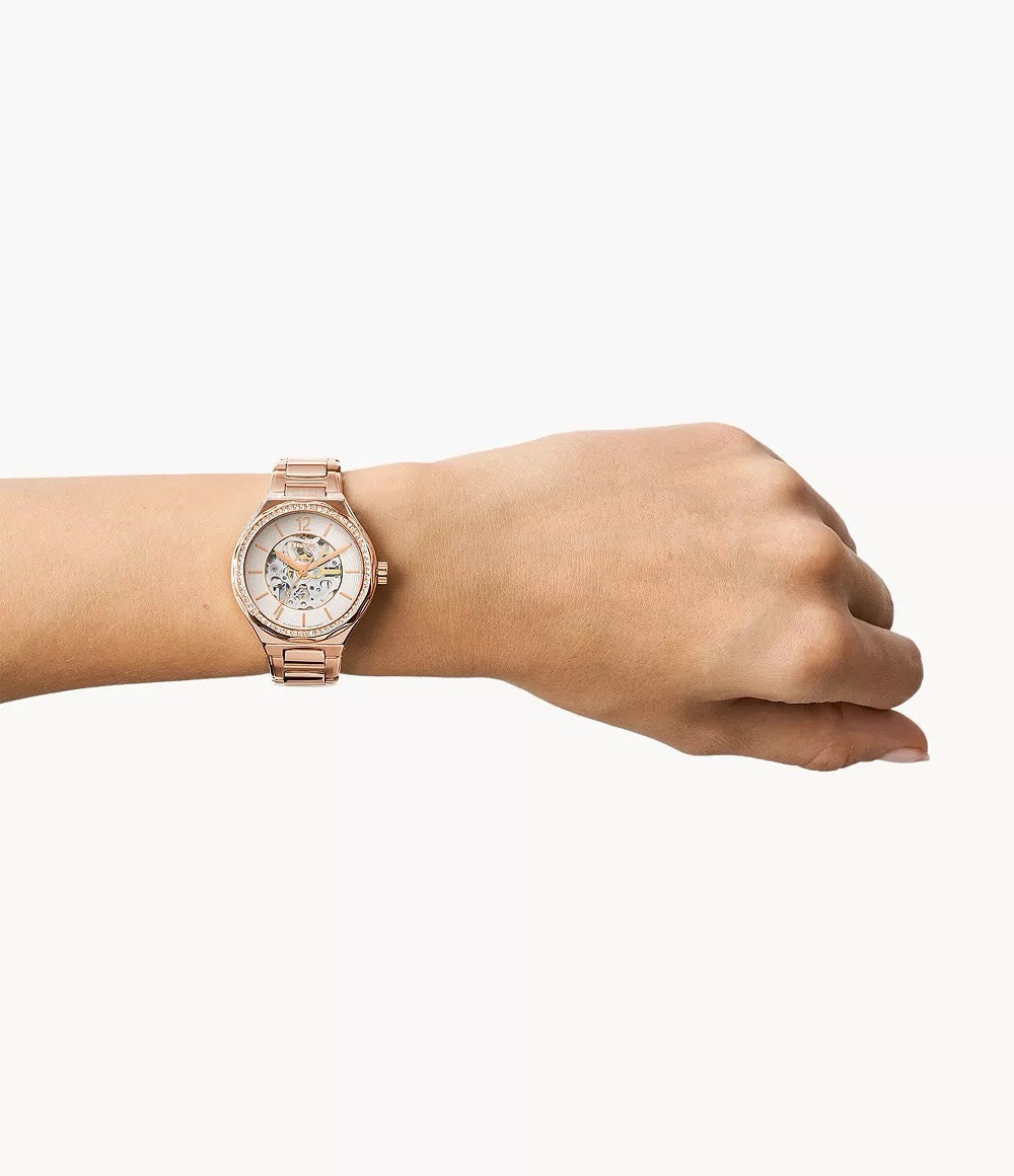 [READY STOCK MY] FOSSIL Eevie Automatic Rose Gold-Tone Stainless Steel Watch (BQ3781)