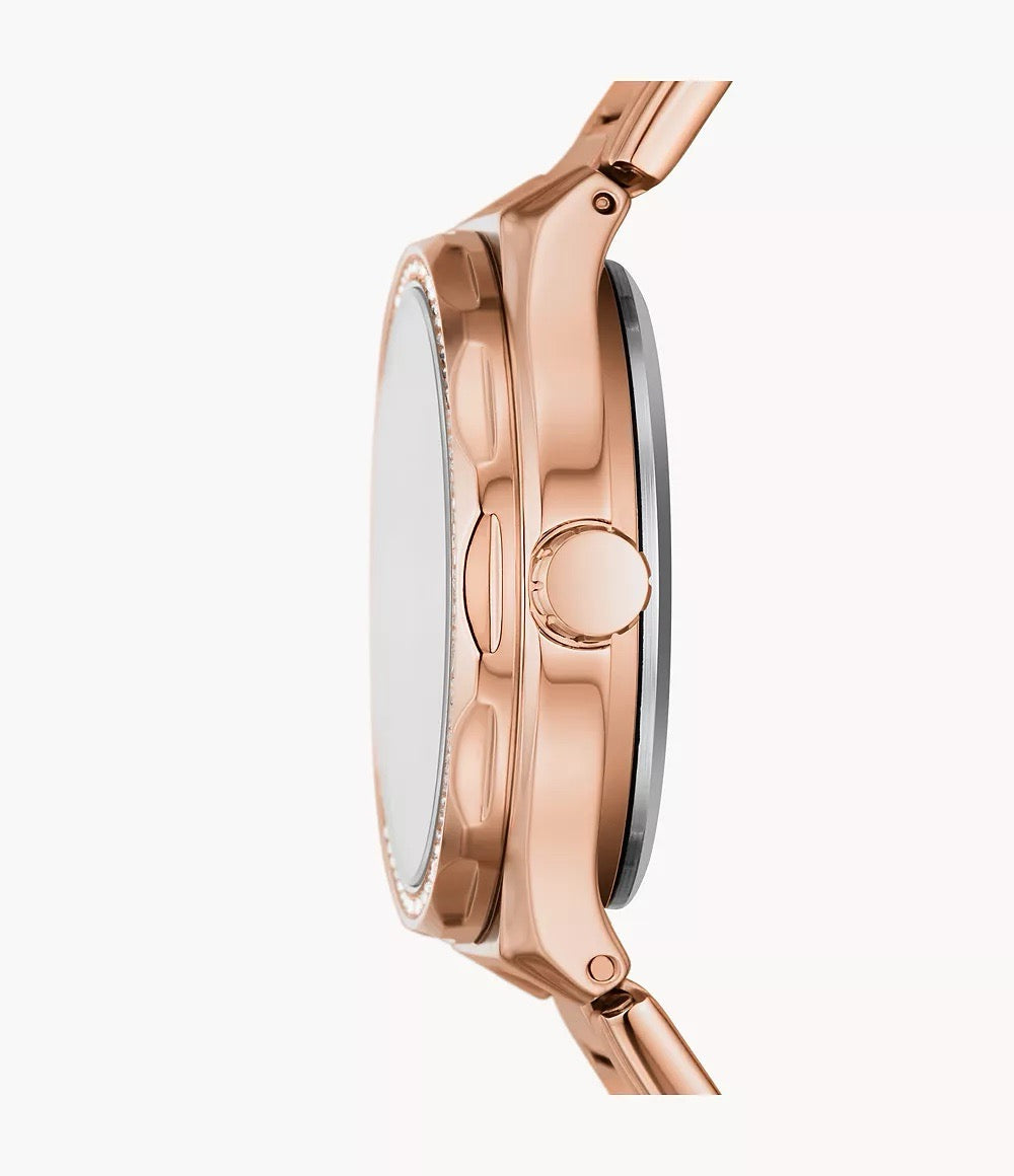 [READY STOCK MY] FOSSIL Eevie Automatic Rose Gold-Tone Stainless Steel Watch (BQ3781)