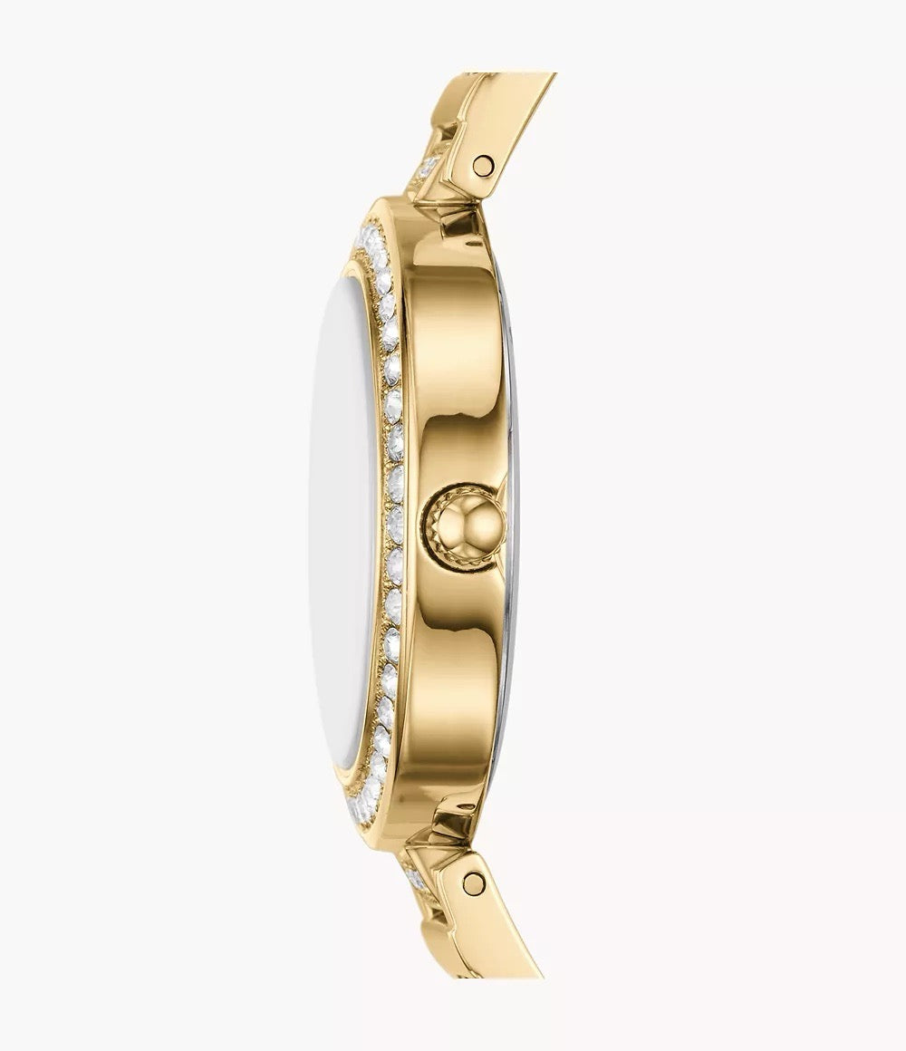 [READY STOCK MY] FOSSIL Karli Three-Hand Gold-Tone Stainless Steel Watch and Bracelet Box Set in Gold (BQ3903SET)