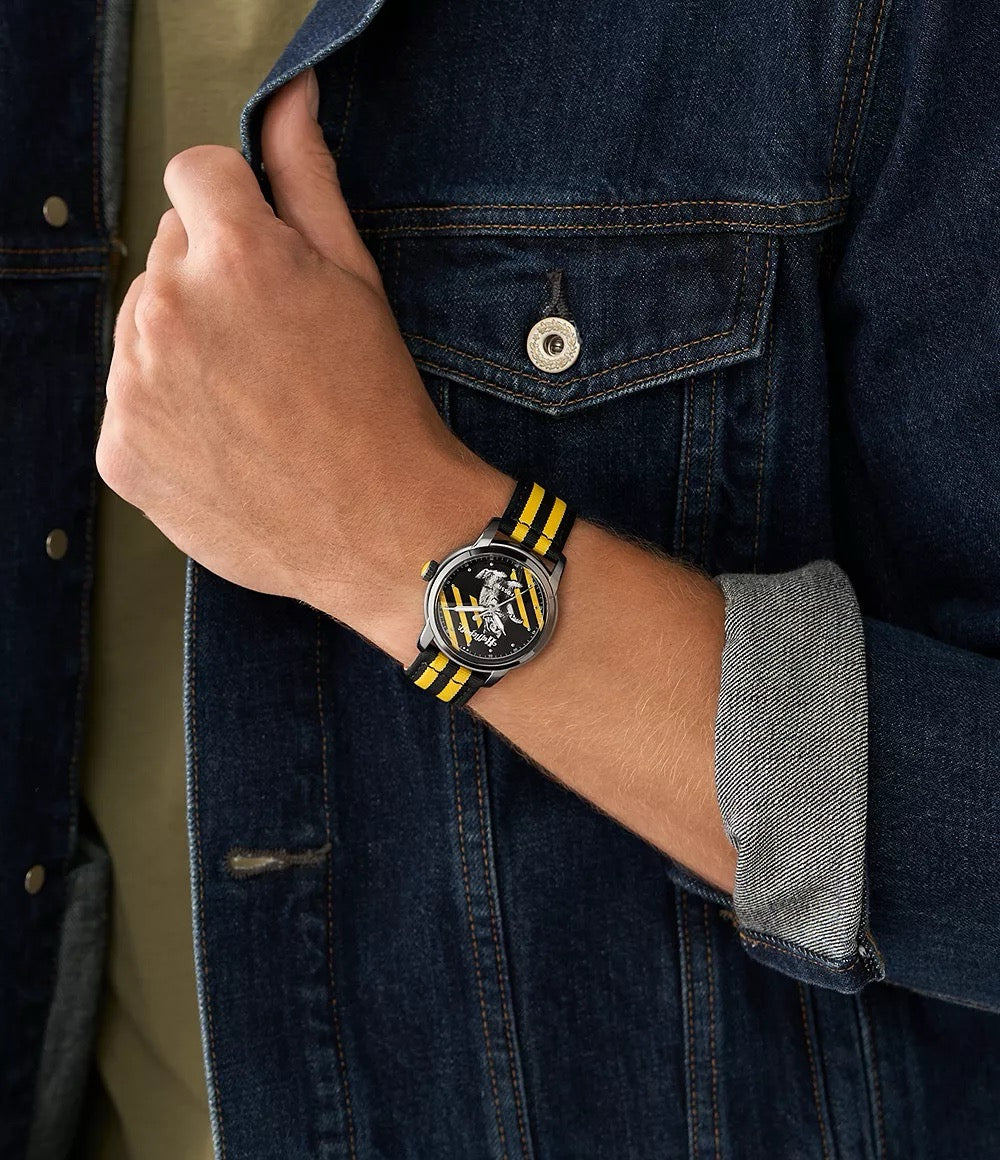 [INCOMING ETA AFTER RAYA] FOSSIL Limited Edition Harry Potter™ Three-Hand Hufflepuff™ Nylon Watch in Black Yellow (LE1159)