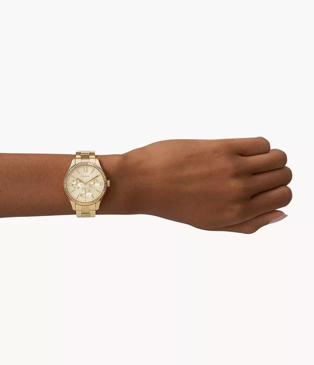 [READY STOCK MY] FOSSIL Rye Multifunction Gold-Tone Stainless Steel Watch (BQ3692)