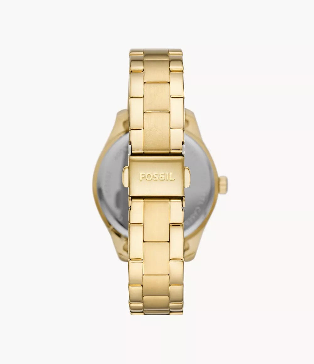 [READY STOCK MY] FOSSIL Rye Multifunction Gold-Tone Stainless Steel Watch (BQ3692)
