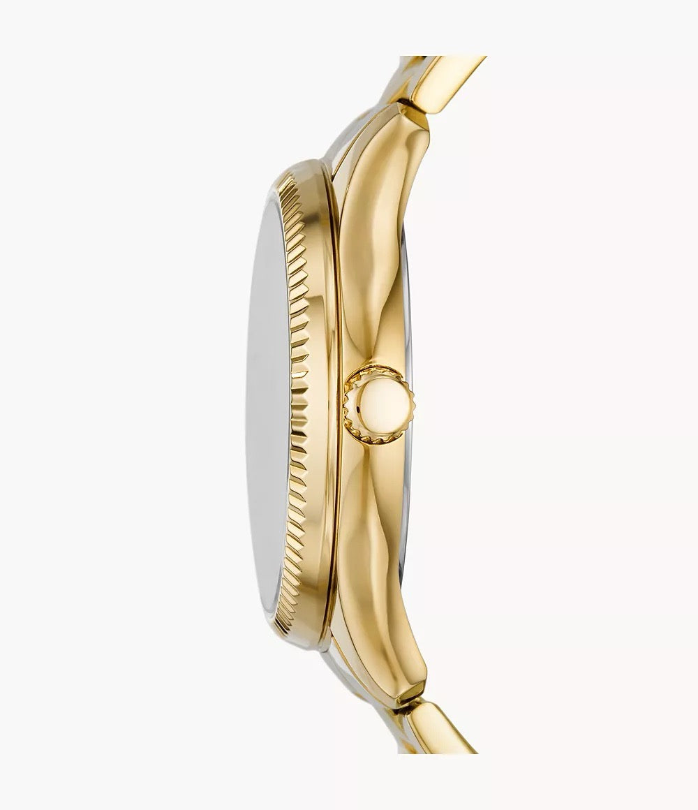 [READY STOCK MY] FOSSIL Rye Multifunction Gold-Tone Stainless Steel Watch (BQ3692)