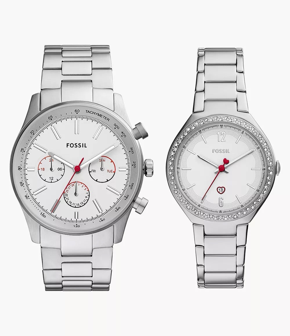 [INCOMING ETA 30 DAYS] FOSSIL Sullivan Multifunction Stainless Steel Watch Set in Silver (BQ2911SET)