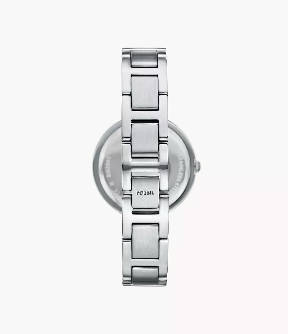 [READY STOCK MY] FOSSIL Karli Three-Hand Silver-Tone Watch in Mother Of Pearl in Pink (BQW3182)