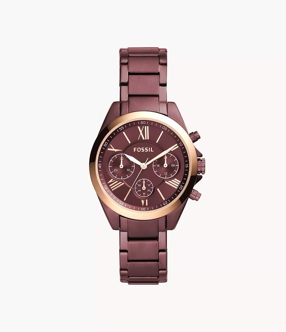 FOSSIL Modern Courier Midsize Chronograph Wine Stainless Steel Watch in Wine (BQ3281)