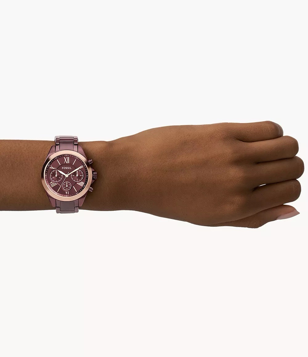 FOSSIL Modern Courier Midsize Chronograph Wine Stainless Steel Watch in Wine (BQ3281)