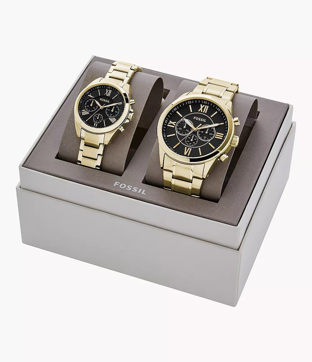 Fossil Chronograph Gold-Tone Stainless Steel Watch Gift Set (BQ2400SET)