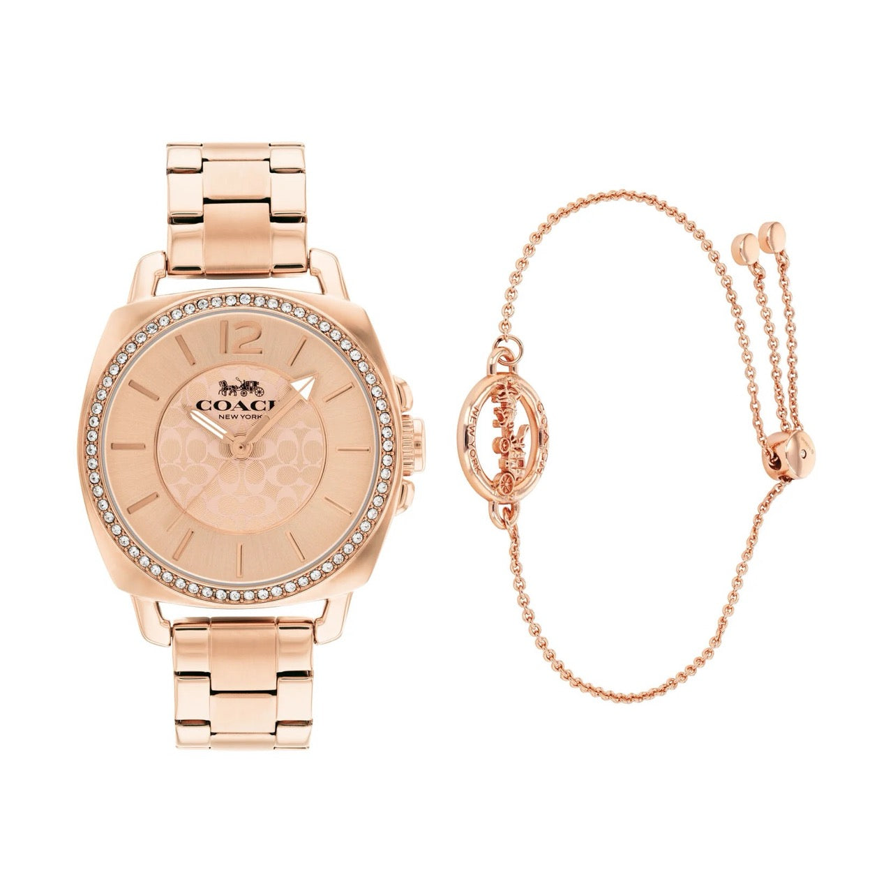 [INCOMING ETA END MARCH 2024] Coach Boyfriend Women's Watch & Bracelet Gift Set, 34mm in Rose Gold (14000087)