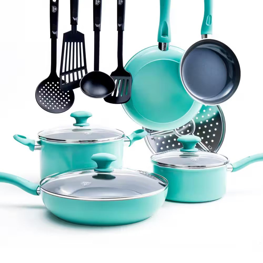 [READY STOCK MY] GreenLife Turquoise 13pcs cookware