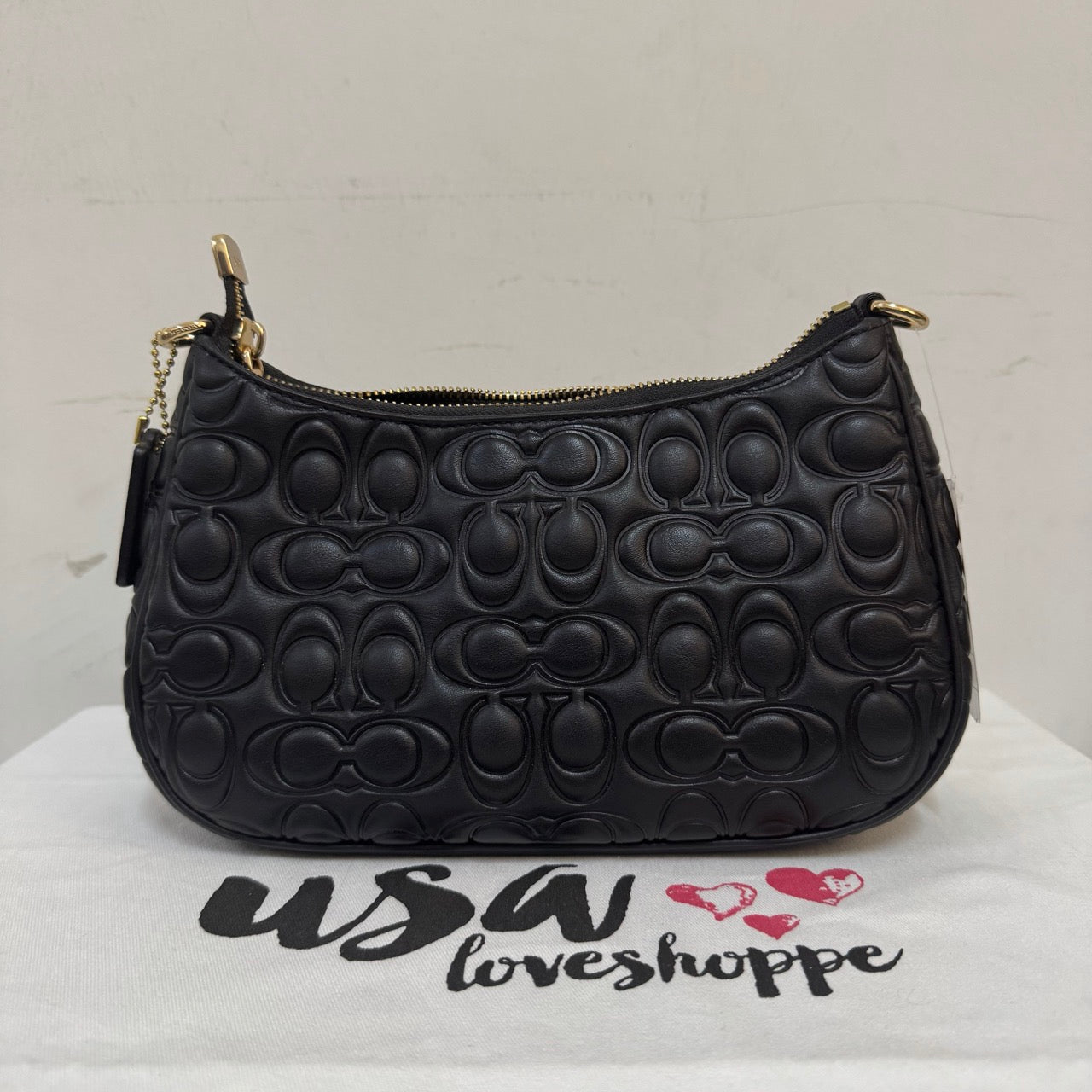 [AUCTION][READY STOCK MY] COACH Teri Shoulder Bag In Signature Leather in Black (CM054)