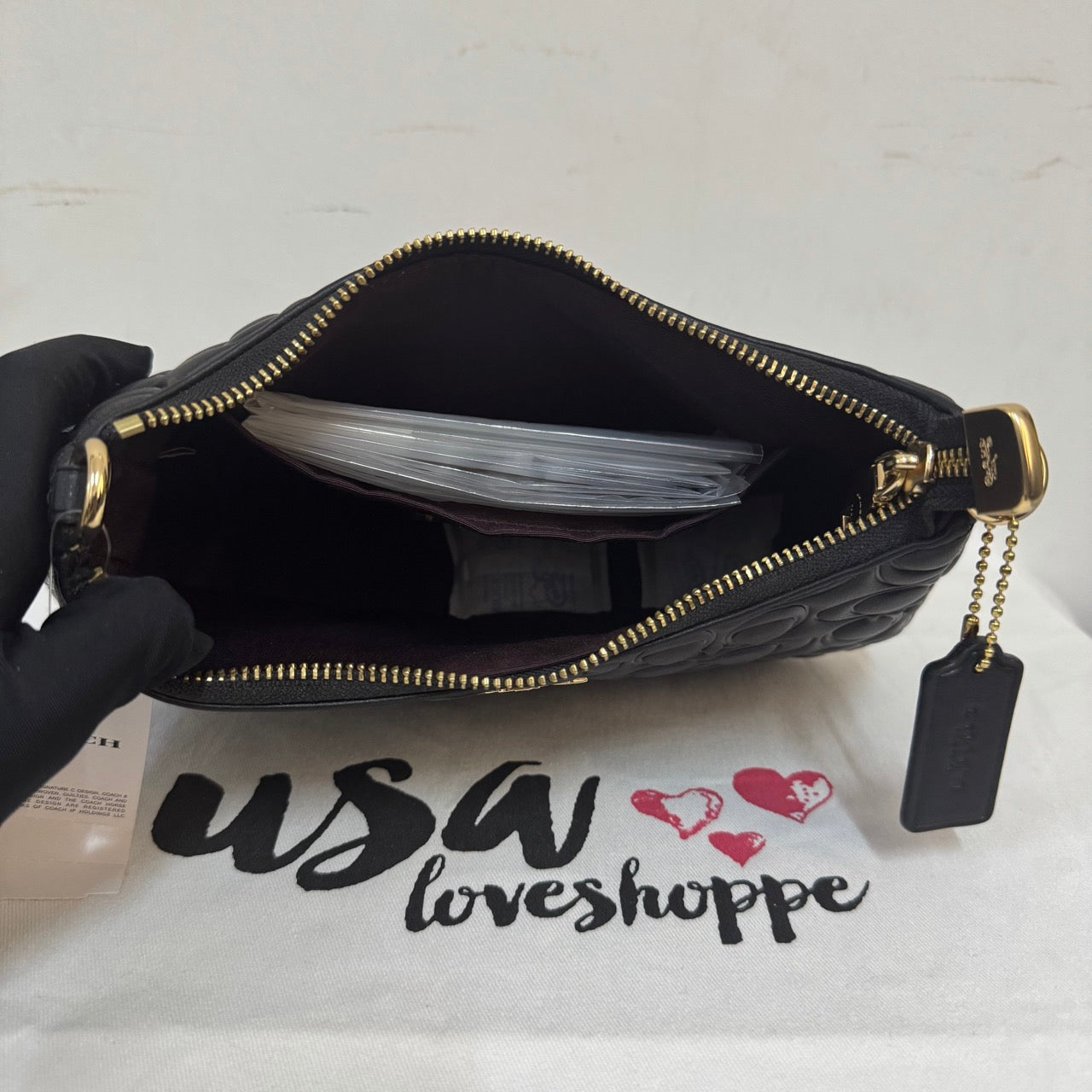 [AUCTION][READY STOCK MY] COACH Teri Shoulder Bag In Signature Leather in Black (CM054)