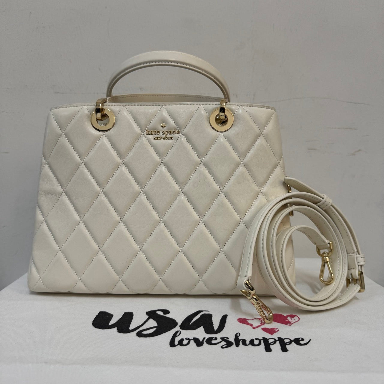 [AUCTION][READY STOCK MY] Kate Spade Carey Quilted Sullivan Satchel in Meringue (KH227)