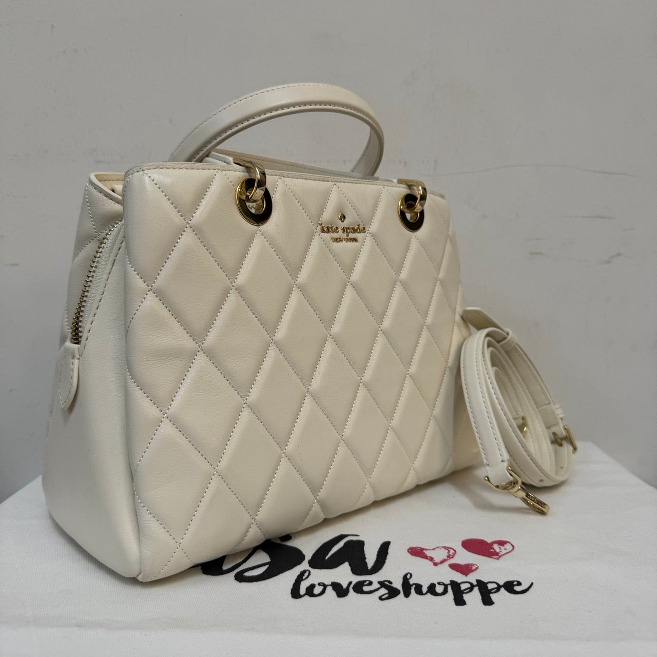 [AUCTION][READY STOCK MY] Kate Spade Carey Quilted Sullivan Satchel in Meringue (KH227)