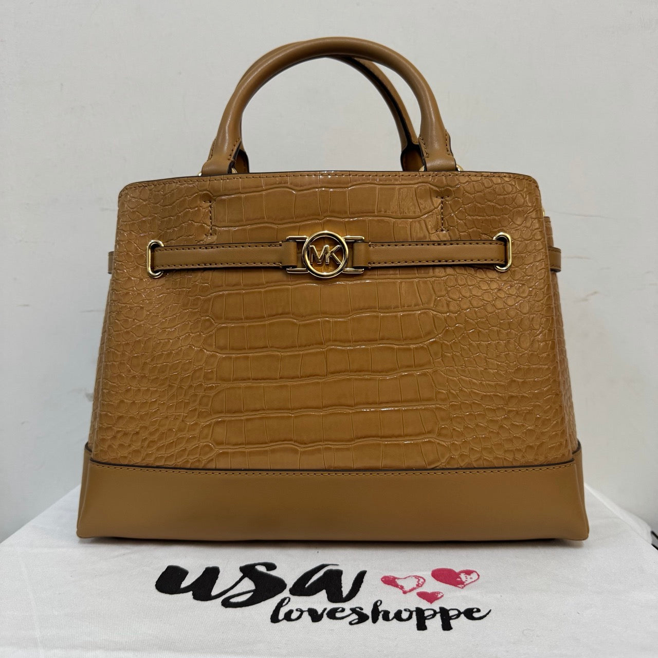 [AUCTION][READY STOCK MY] Michael Kors Reed Large CZ Belted Satchel in Deer (35F4G6RS3A)