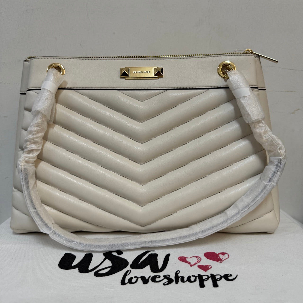 [AUCTION][READY STOCK MY] Michael Kors Whitney Medium Chain Shoulder Tote in Light Cream (35R4GWHT6U)
