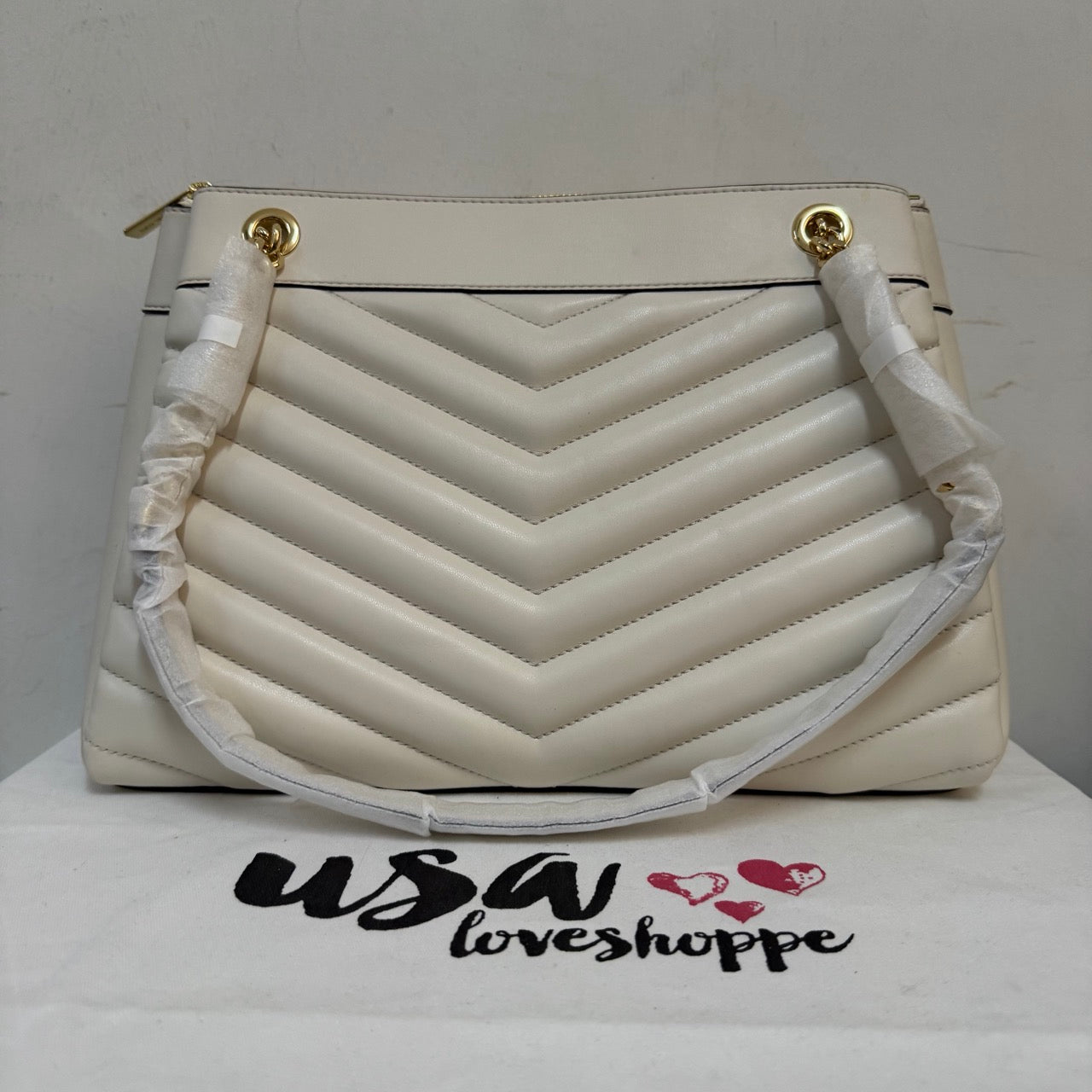 [AUCTION][READY STOCK MY] Michael Kors Whitney Medium Chain Shoulder Tote in Light Cream (35R4GWHT6U)