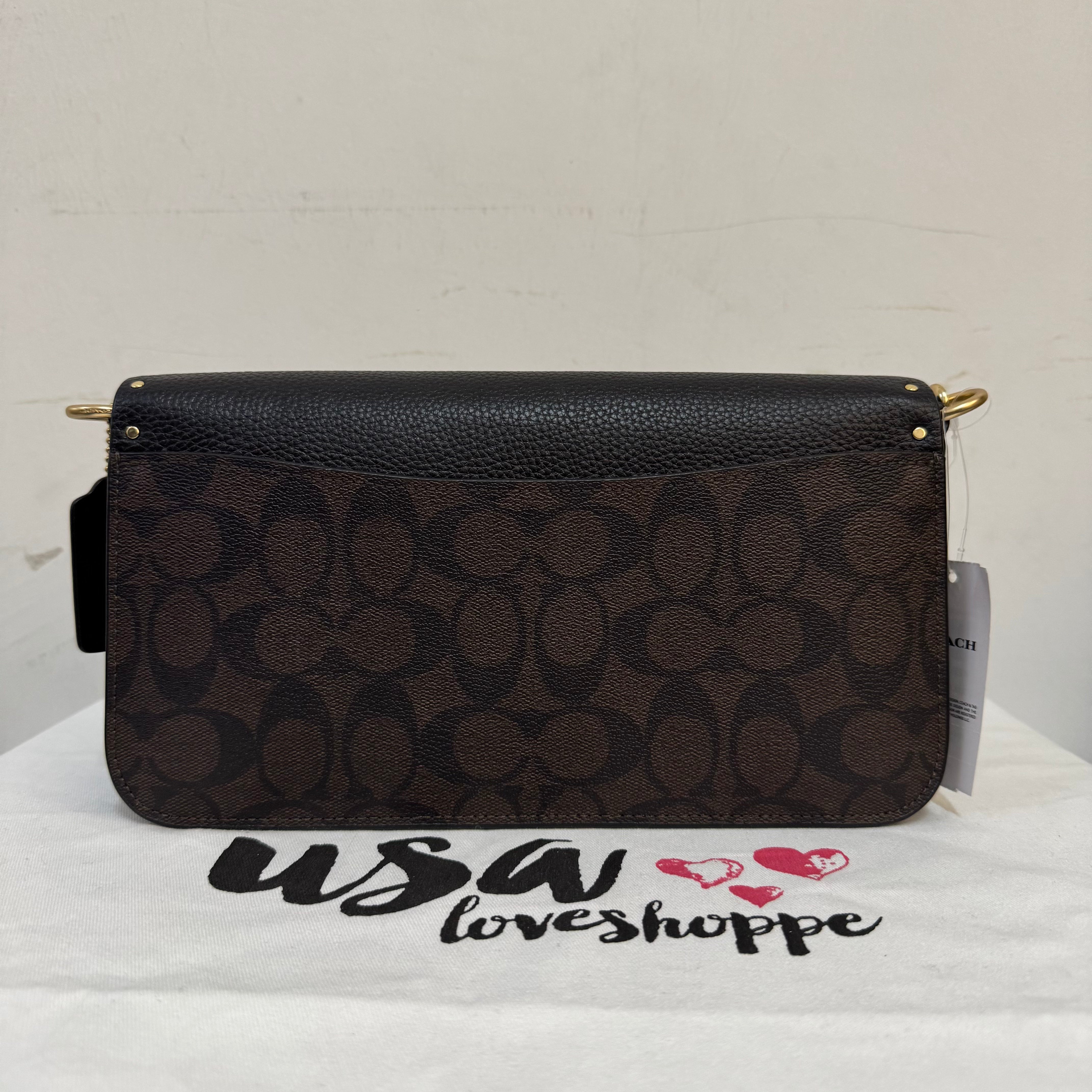 [AUCTION][READY STOCK MY] COACH Morgan Shoulder Bag Sig Canvas With Rivets in Brown Black Multi (CE563)