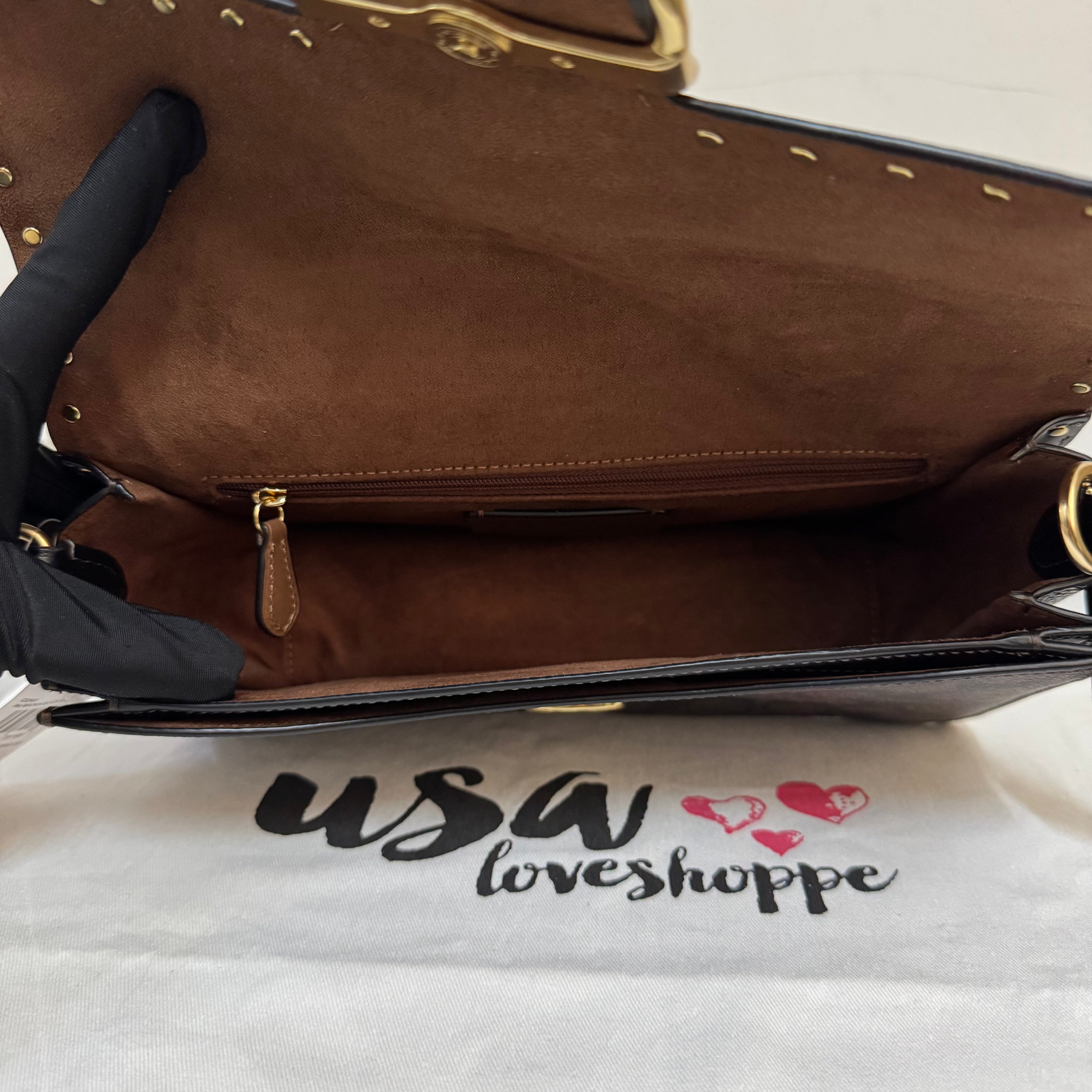 [AUCTION][READY STOCK MY] COACH Morgan Shoulder Bag Sig Canvas With Rivets in Brown Black Multi (CE563)