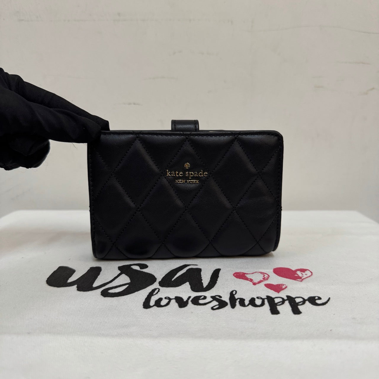 [AUCTION][READY STOCK MY] Kate Spade Carey Quilted Medium Bifold Wallet in Black (KN755)
